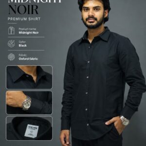 Midnight Noir Premium Oxford fabric Mens Shirt